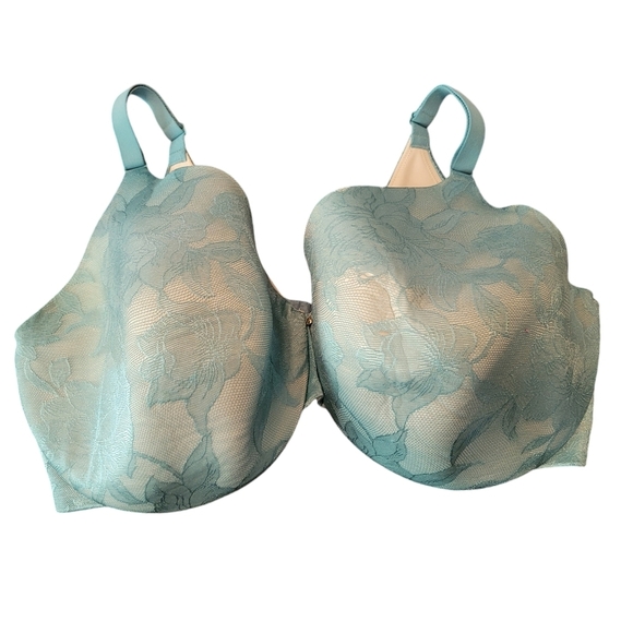 CACIQUE lightly lined full coverage green lacy bra - 44H.           O16 - Picture 1 of 9